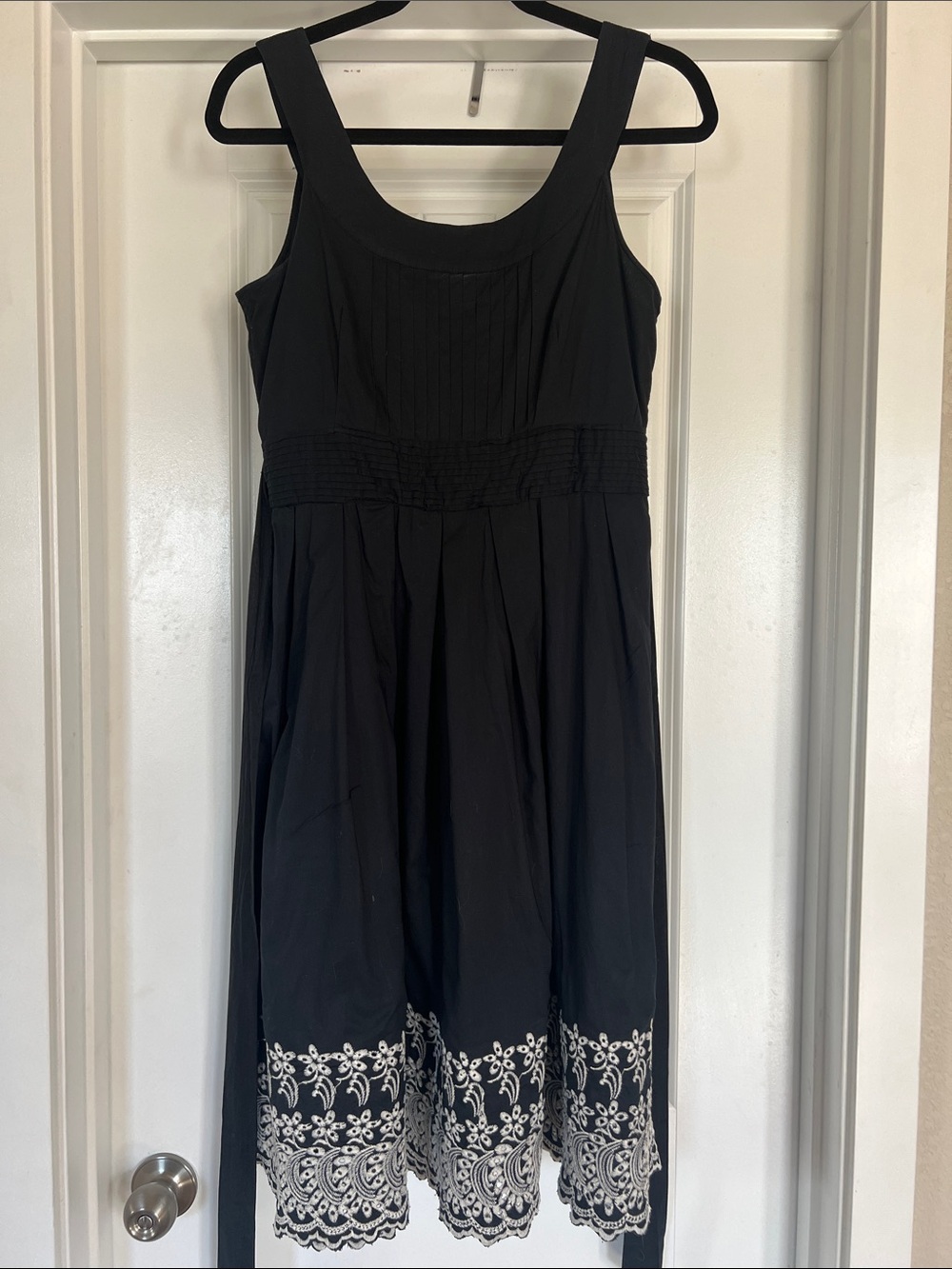 Vintage Carole Little Black Embroidered Hem Midi Dress - Size 10